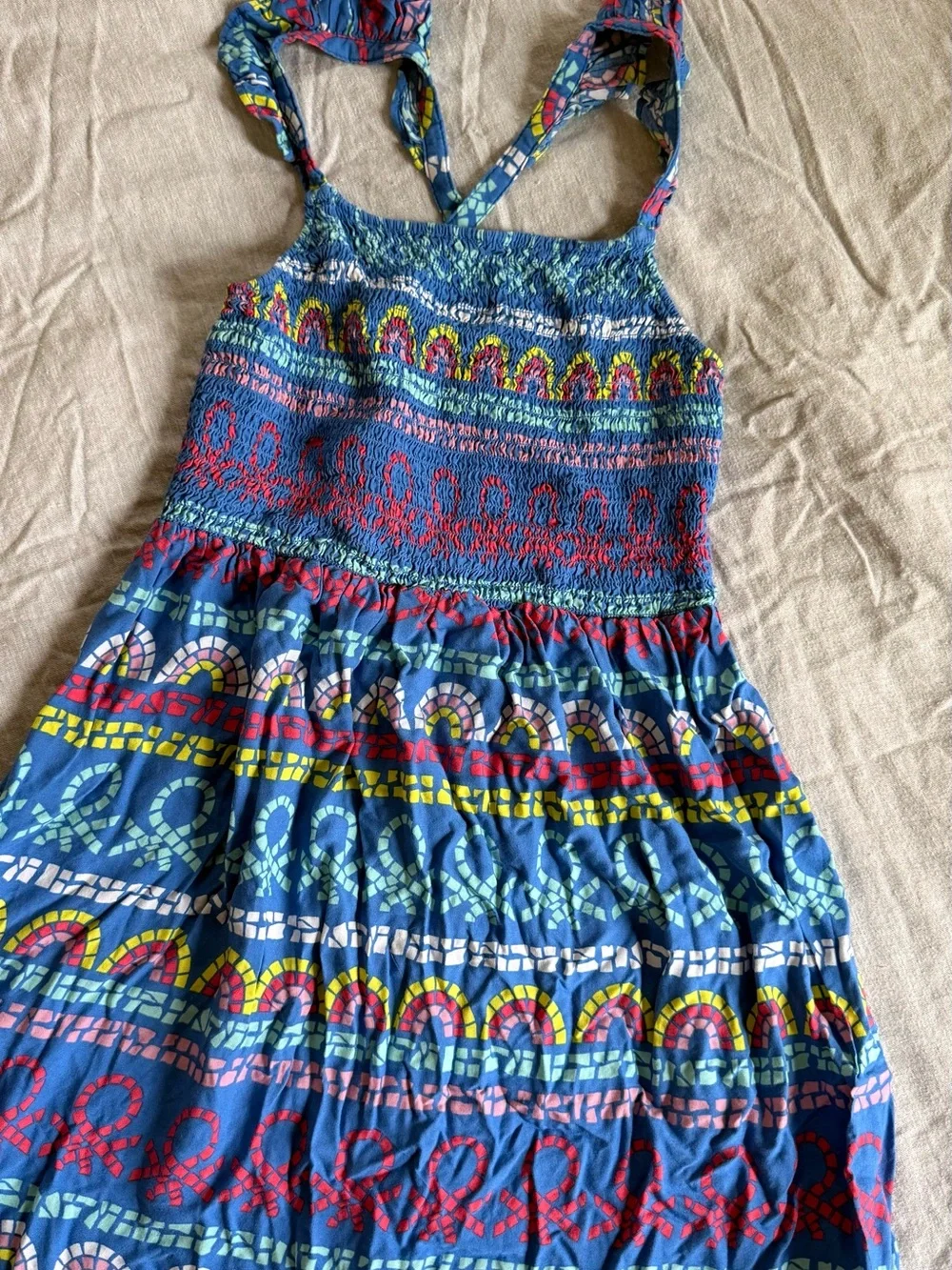 United Colors Of Benetton Blue Multicolor Printed Sundress for Girls